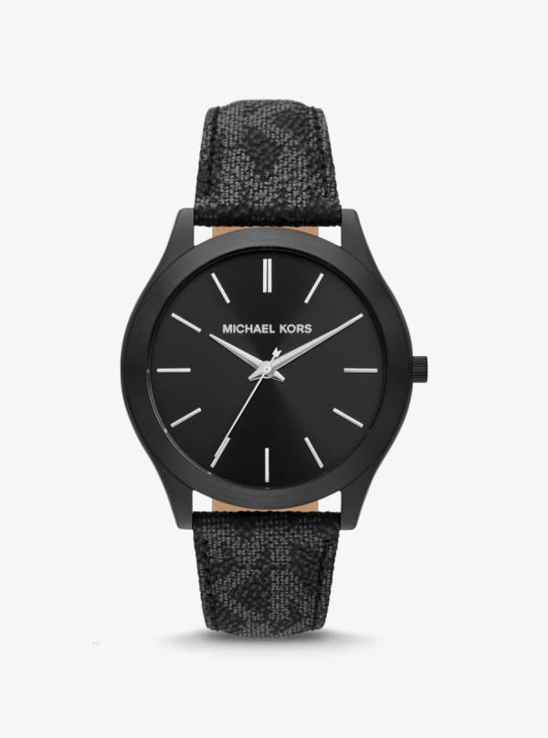 Panske Cierne Hodinky Michael Kors Oversized Slim Runway Logo and Black-Tone Čierne - Hodinky Michael Kors Lacne | HXDNC-4762